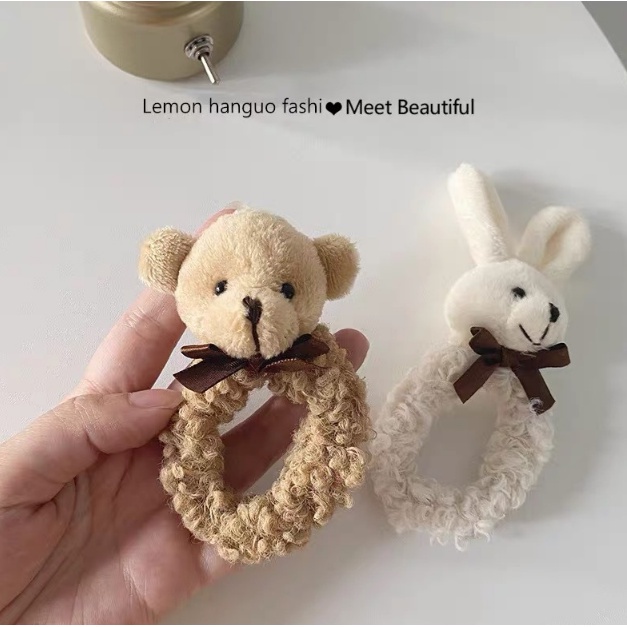 IKAT RAMBUT WANITA BEAR RABBIT AKSESORIS RAMBUT SCRUNCHIE FASHION KOREA IMPORT AK60