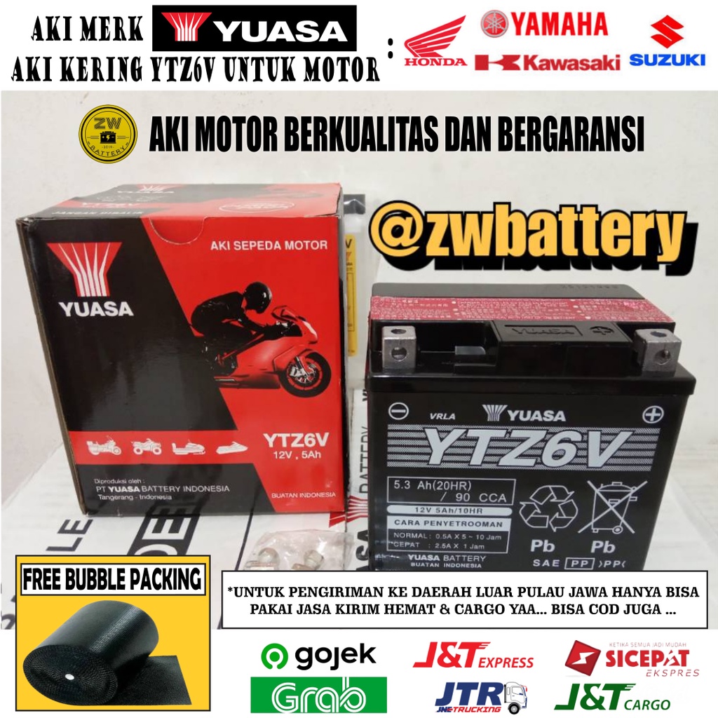 Jual Aki Motor Vario 125 CB150R, CBR 150, Beat ISS YTZ6V YUASA MF/Aki