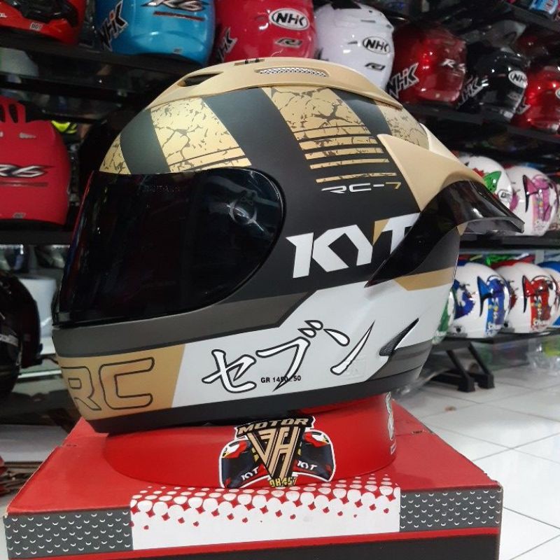 KYT HELM RC7 SELVER #17 BLACK DOFF PAKET GANTENG VISOR SEMOKE +SPOILER SETIKER 1 SET ORIGINAL KYT RC
