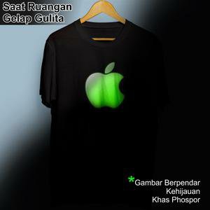 Best Promo Tshirt Apple Glow in the dark Kaos Distro Aple GID Big Size XXXL Jumbo Hitam Menyala Da