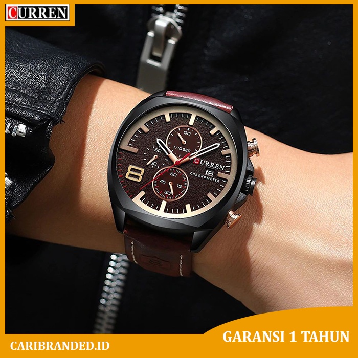COD - CURREN Jam tangan kulit pria / Jam Tangan Pria Analog Anti Air 8324 Original