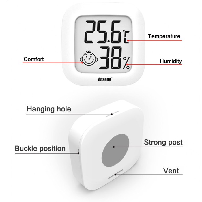 Thermometer Digital LCD Mini Hygrometer SMILEY Ukur Suhu Kelembapan