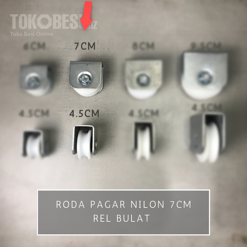 Roda pagar nilon 7cm - rel bulat (bh)