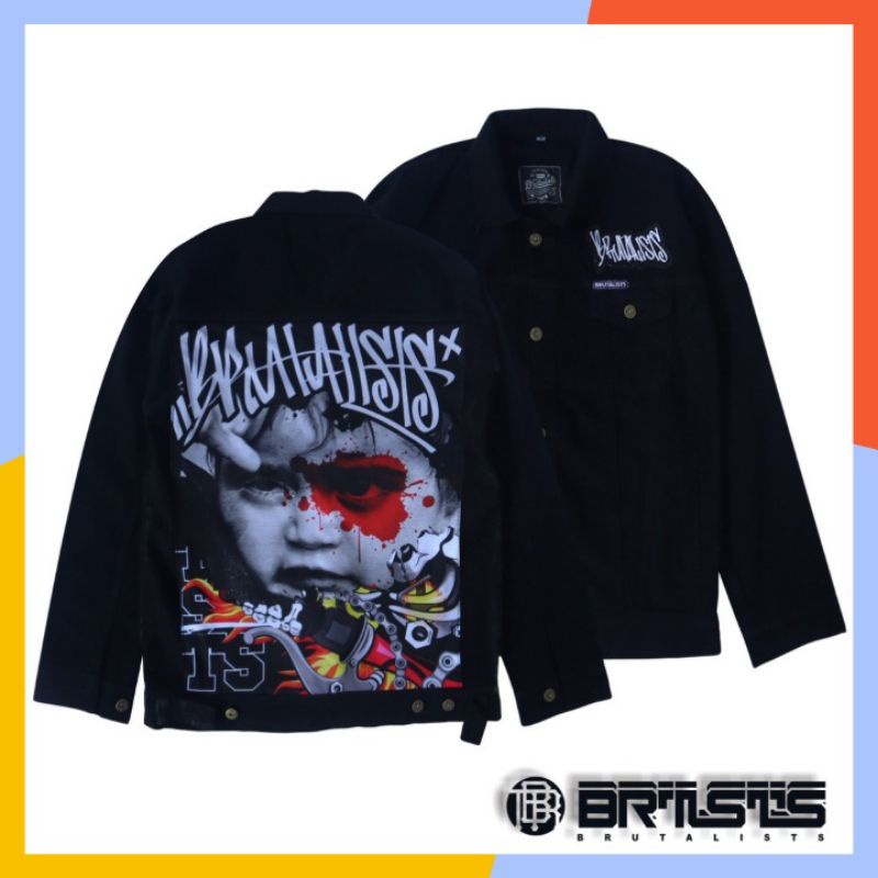 Jaket Jeans Pria Wanita Motif - Jaket Jeans Denim Oversize Brutalist