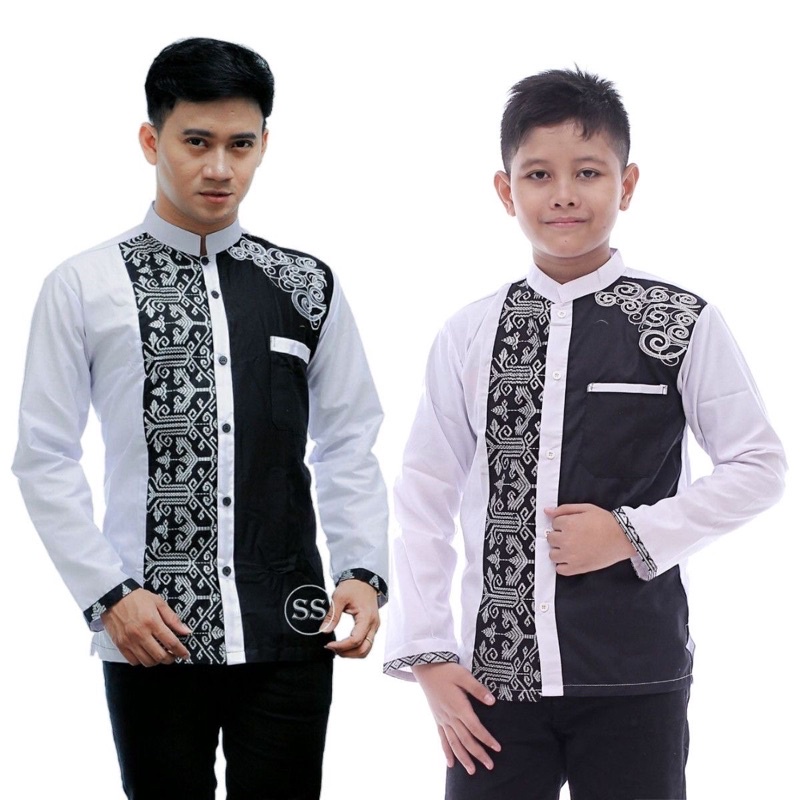 Baju Koko Couple Ayah Anak Laki Laki  Lengan Panjang Bahan Toyobo Premiun Model Arrazi