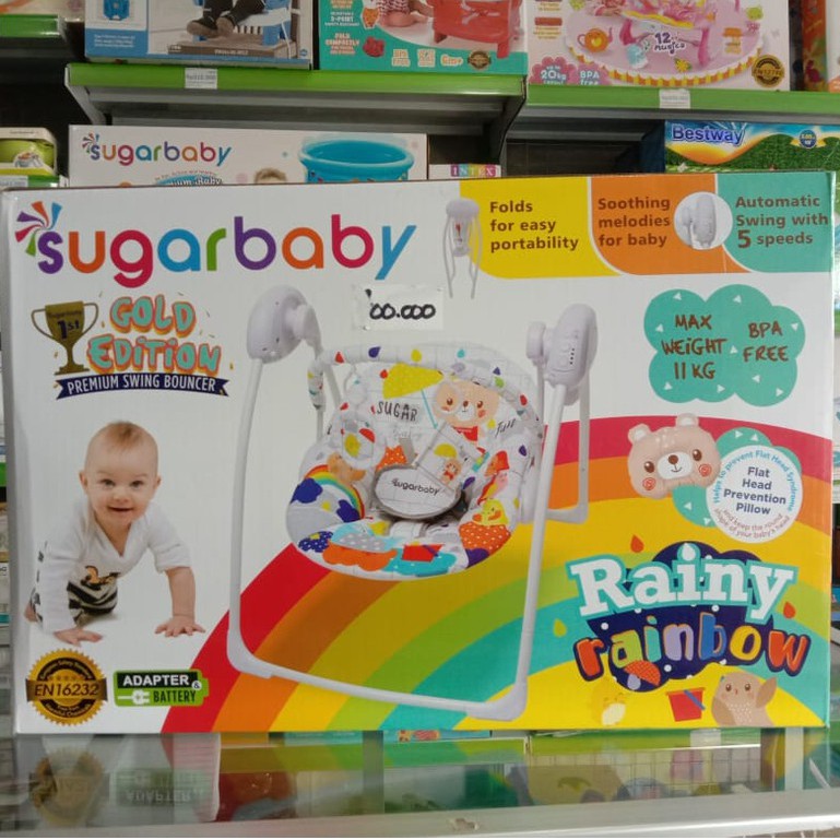 Jual NADIVASTORE Sugar Baby Gold Edition Premium Swing Bouncer Riny rainbow Putih sugar baby
