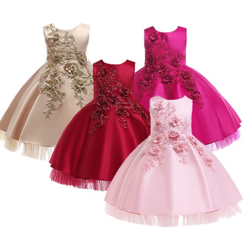 [Brandedbaby]  3T-5T B2W2 DRESS PESTA ANAK PEREMPUAN IMPORT / BAJU PESTA ANAK TUTU SATIN IMPORT buya