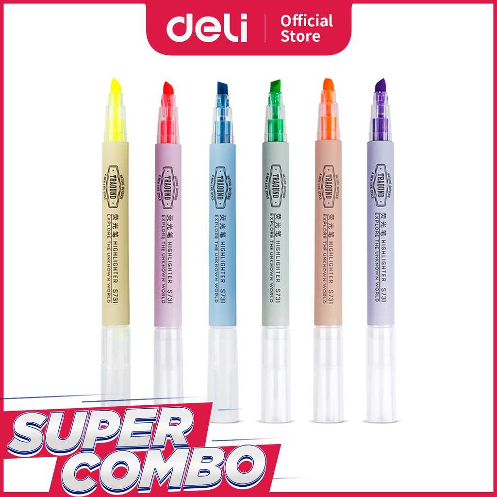 

Deli Highlighter 6-Warna Candy/Set, Desain Ujung Miring Untuk Penggunaan yang Nyaman S731