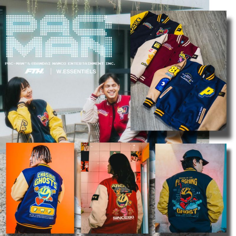 Faith Industries x W.Essentiels x PacMan Varsity Jacket FWP Chasing Ghost / Arcade / Flashing Ghost