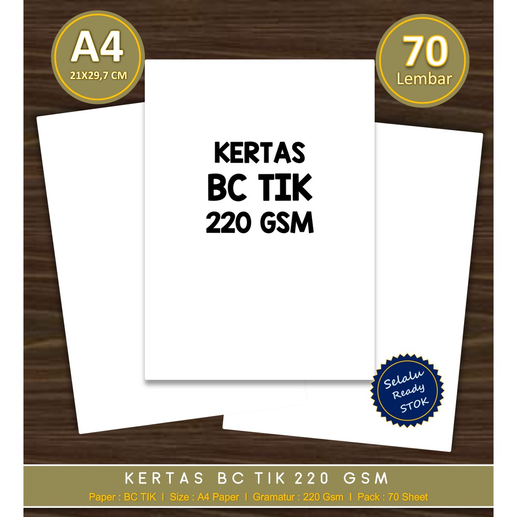 

Kertas BC TIK / Karton Manila uk. A4 1 pak isi 70 lembar 220 gsm