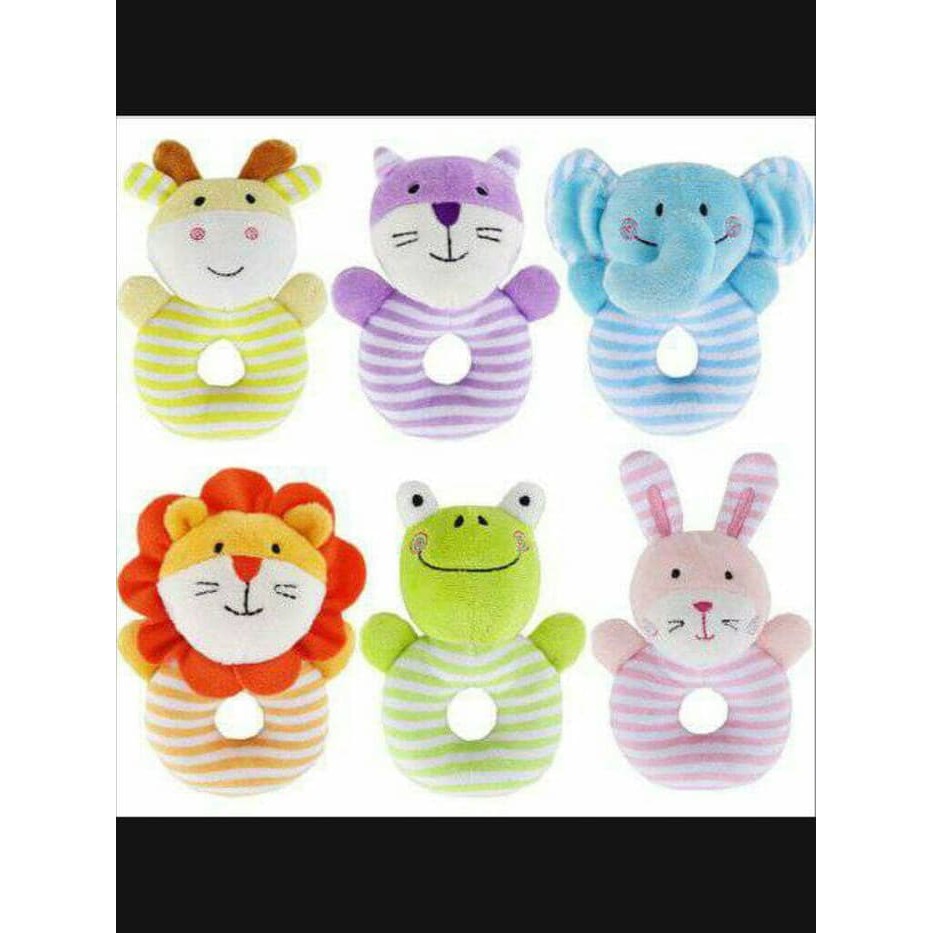 BONEKA RATTLE DONAT GARIS mainan bayi kricikan baby toys