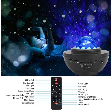 Lampu Proyektor Dengan Speaker Langit Malam Bintang 2in1 Galaxy Nebula Lamp Starry Projector Light Lampu Tidur