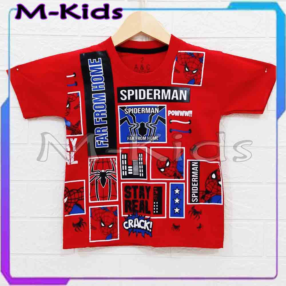 MKids88 - Baju Atasan KAOS Anak WorkZone Doraemon Superman Spiderman Dinosaurus