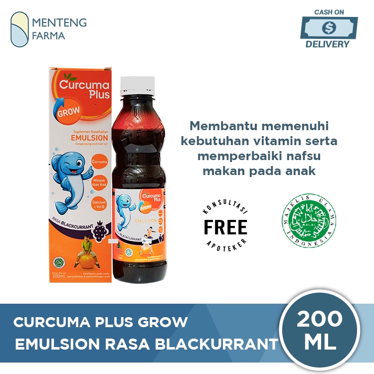 Curcuma Plus Grow Emulsion Rasa Blackcurrant 200 mL - Suplemen Penambah Nafsu Makan