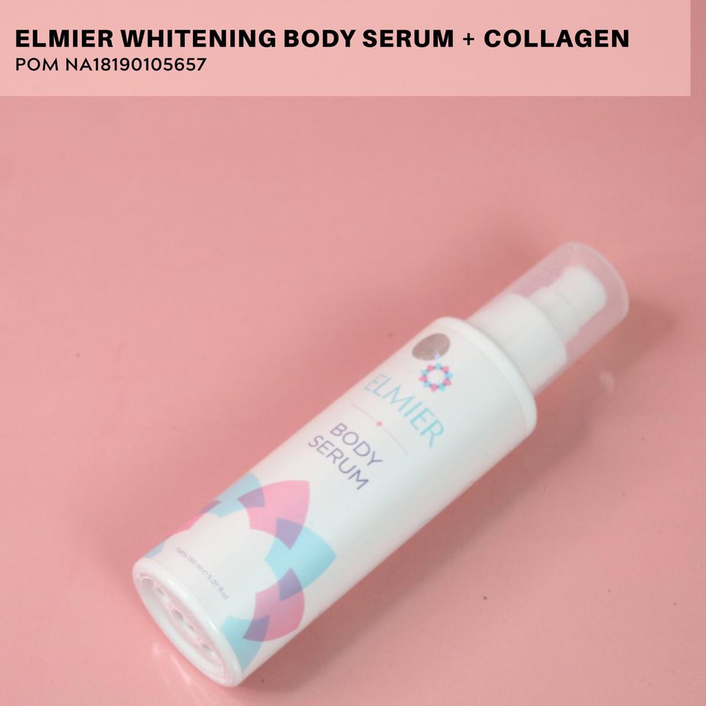 Elmier body serum whitening collagen pemutih kulit sudah BPOM Halal MUI elmierbeauty