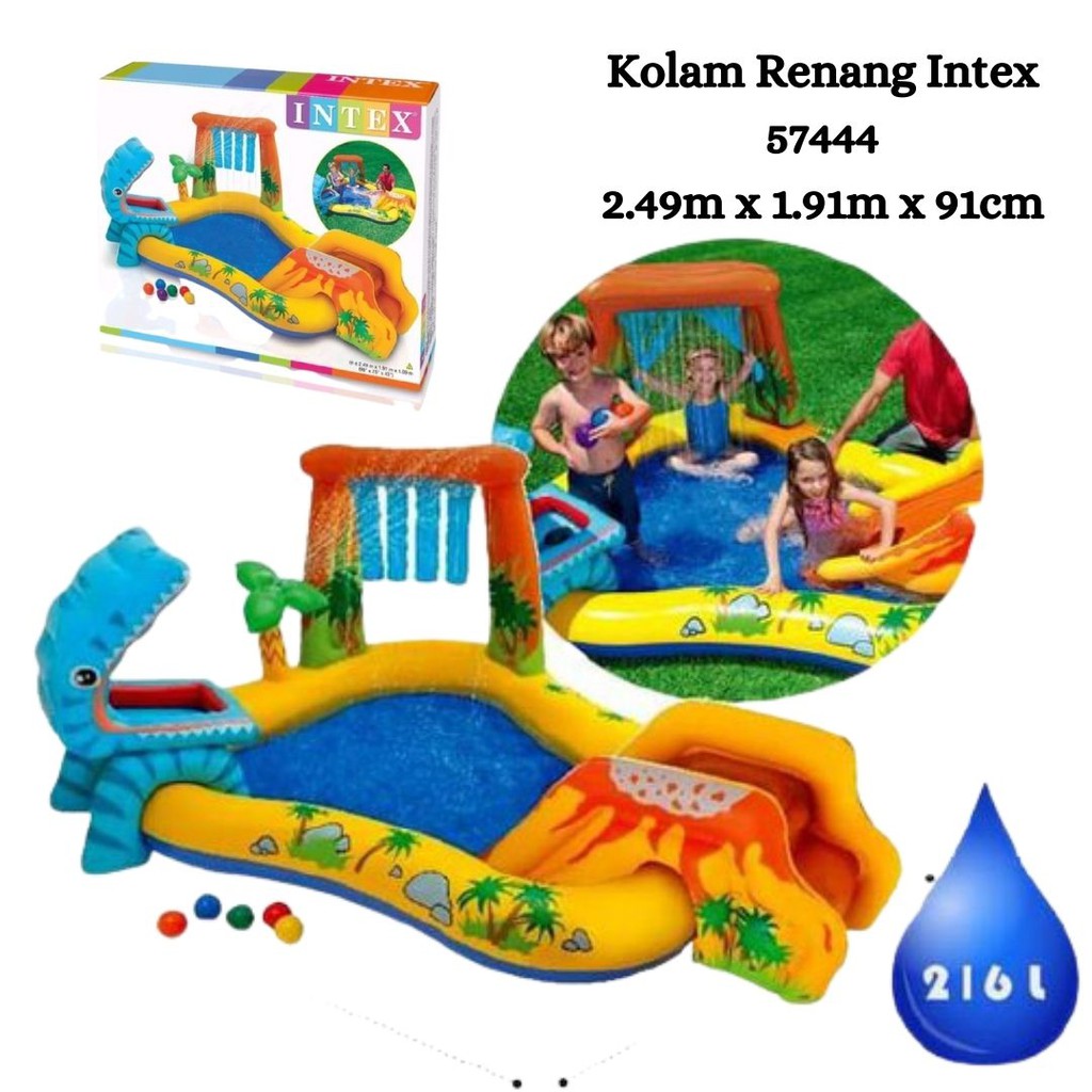 Kolam Renang Anak Intex 57444 Play Center 2.49m x 1.91m x 91cm Kolam Renang Anak Portable Perosotan