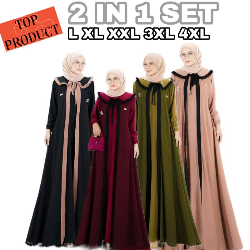 Gamis Jumbo 2 in 1 set LENNY Set Iner + Outer LD 110 -140 GAMIS Set Kekinian 2022 Gamis Setelan Wani
