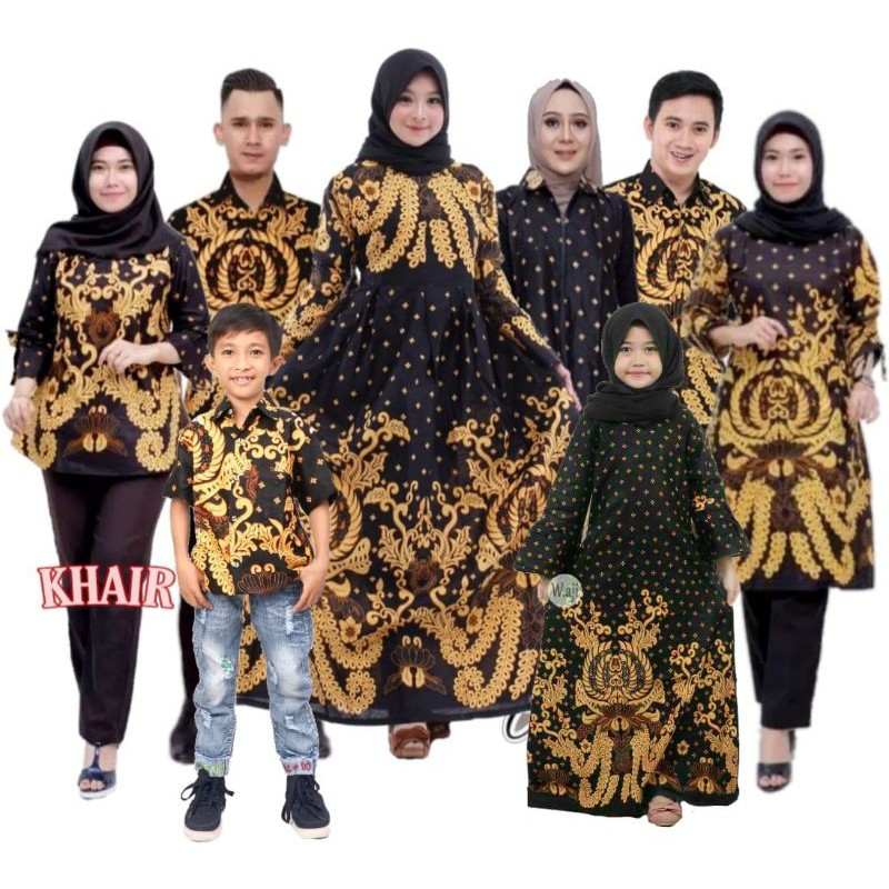 Batik Couple keluarga sania ruffle ori ndoro jowi dnt motif GURITA KUNING TERMURAH DI SHOPEE