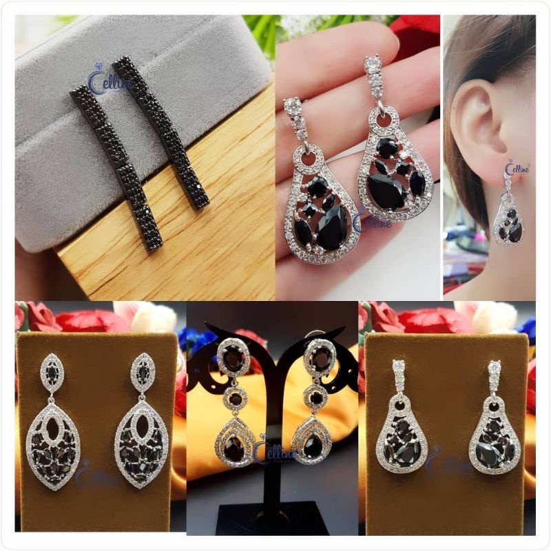 ANTING BATU HITAM|ANTING HITAM|ANTING TUSUK|ANTING PANJANG|ANTING PESTA|ANTING TITANIUM
