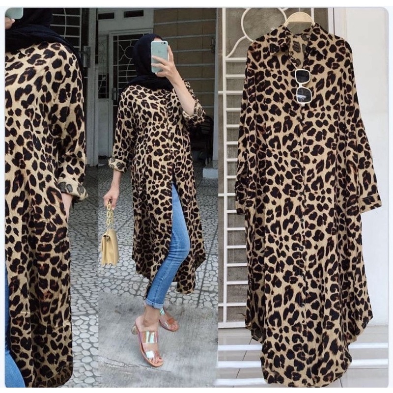 tunik leopard pakaian wanita / tunik busi friendly leopard