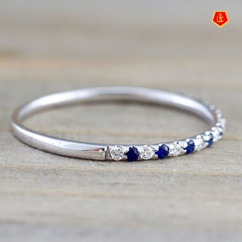 [Ready Stock]Inlaid Moissanite Ring Silver Simple All-Match