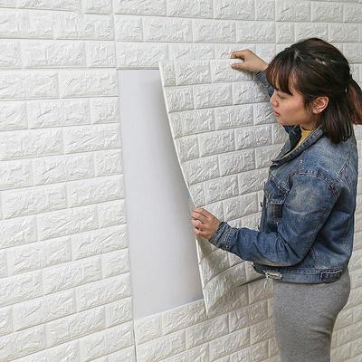 Wallpaper Foam 3D Bata Putih White Brick Panel CLASSIC BRICK 77cm*70cm Putih Glossy