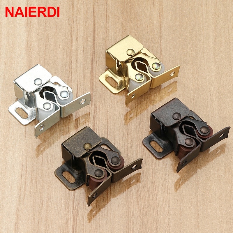 Penahan Pintu Lemari Laci 2 PCS Cabinet Door Stop Catches Closer Buffer Fitting - Golden