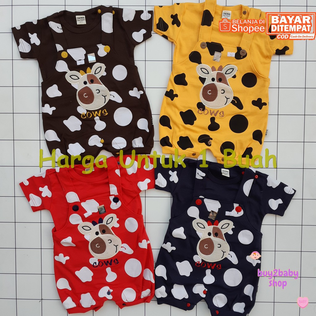 Baju kodok bayi overall pendek bayi model wearpack Cow Series Tom-Tom 6-12 Bulan 1 PCS