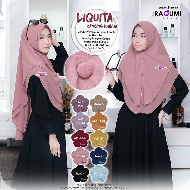 Jilbab Khimar Raqumi Liquita Kancing Khimar