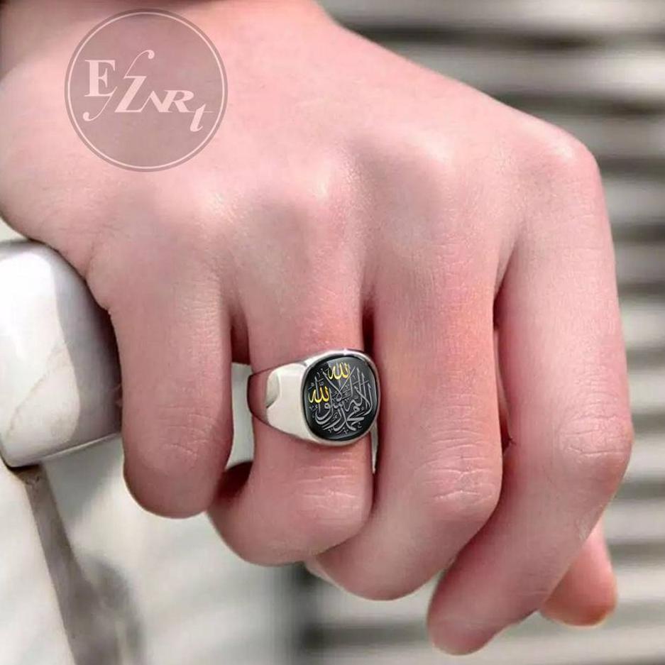 [KODE PRODUK TIJBR7565] [EZArt] CINCIN TAUHID ISLAM MODEL BATU MATA CEMBUNG LAFADZ ALLAH STAINLESS S