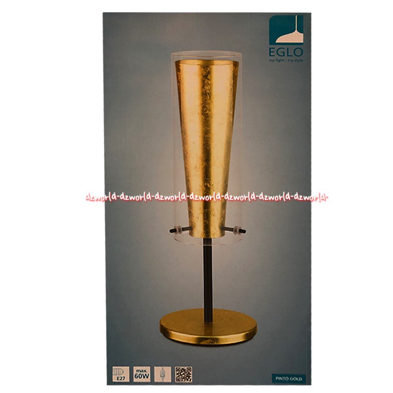 Eglo Pinto Gold Table Lamp Gold Lampu Meja Hias 60watt Warna Kuning Keemasan Bahan Kaca