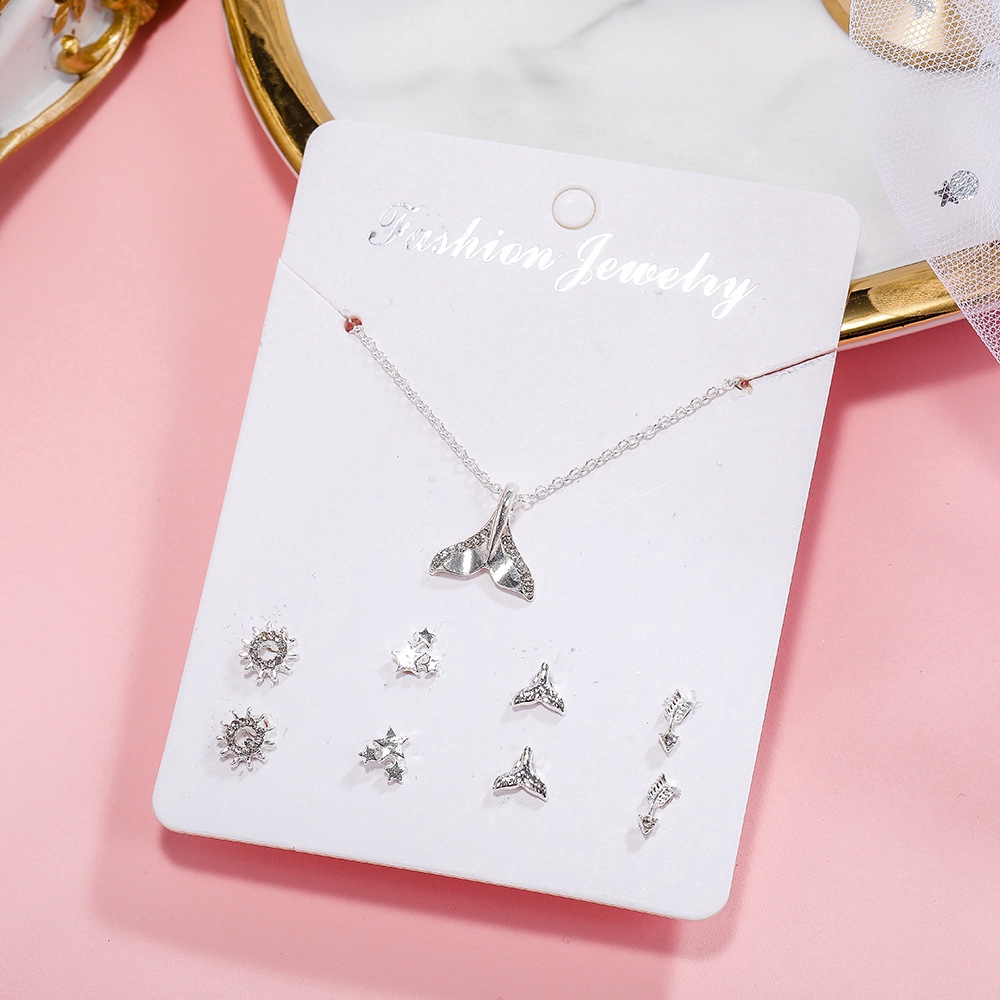 4 Pasang Anting Dan Kalung Gaya Korea Untuk Wanita