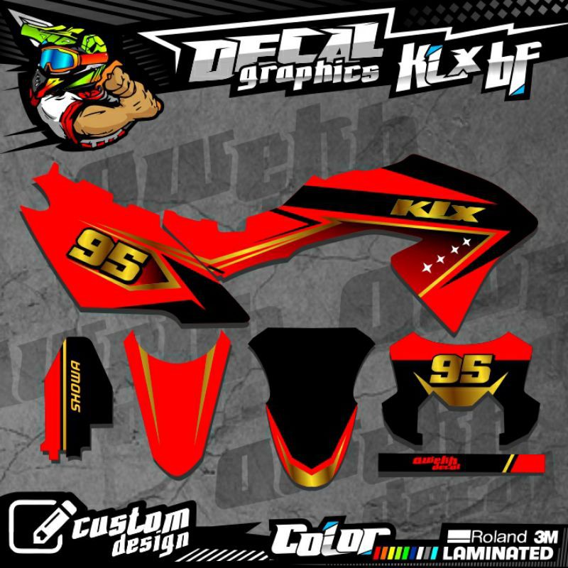 DECAL KLX BF 150 KLX LAMA DTRACKER MERAH GOLD