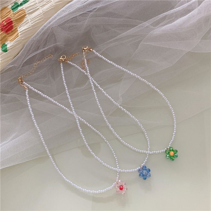 Kalung Manik Wanita Juntai Bunga Rangkai Unik Handmade Import