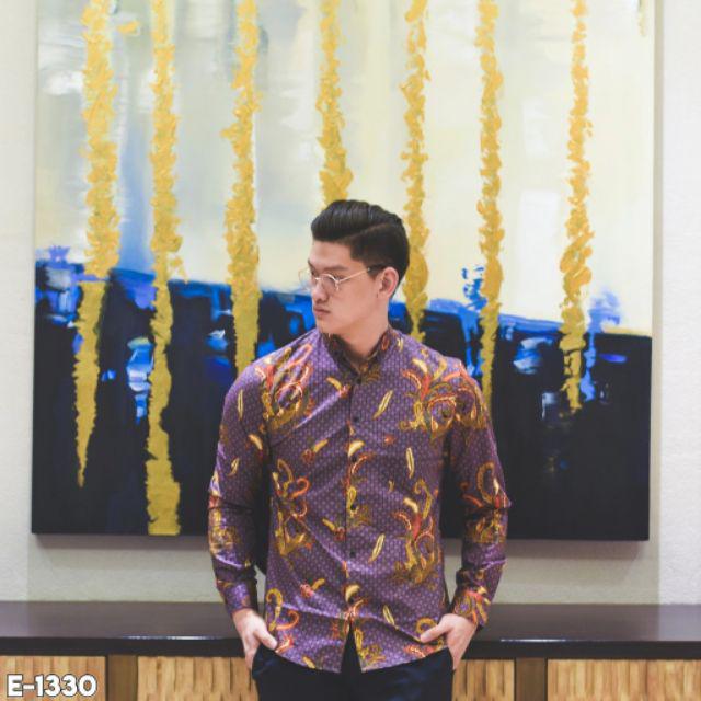 Sanvanina Kemeja Batik Pria Premium Cakrawala E-1521 | Kemeja Batik Panjang Slim Fit