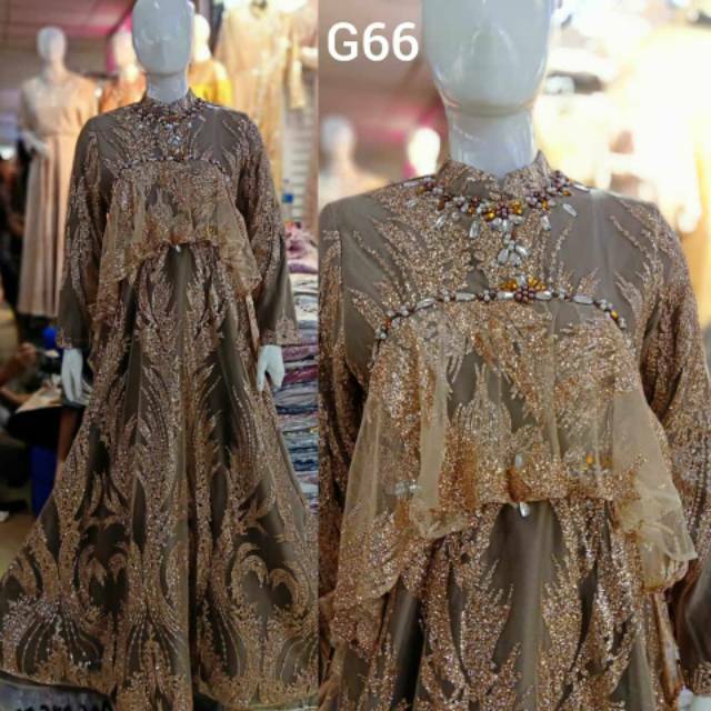 Gamis pesta bridal kombinasi tile/gaun pesta muslim/dress lamaran