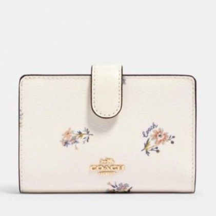 Coach Medium Corner Zip Wallet With Dandelion Floral Print(2885)