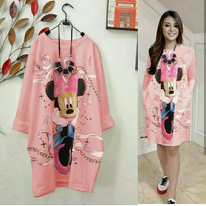 TUNIK UKURAN JUMBO / TUNIK KAOS JUMBO OVERSIZE / Bunny official / Dress miniecute Pink