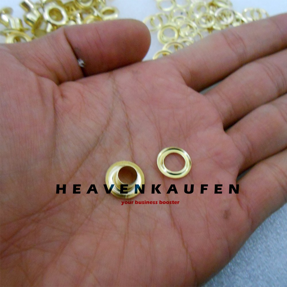 Mata Ayam / Eyelet 6 mm Warna Gold Emas Harga Per Pack isi 50 Pcs