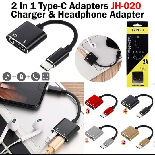 Converter adaptor jack audio 2in1 Type C charger + Headset tipe c