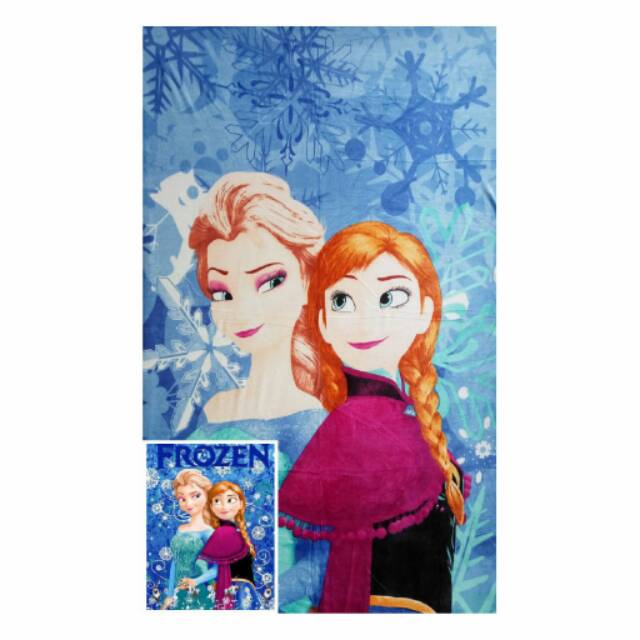 Selimut karakter anak super soft Frozen Blue 150x200 cm