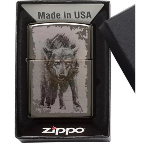 Zippo Original USA 49073 Wolf Black Ice - Stok Lengkap Resmi