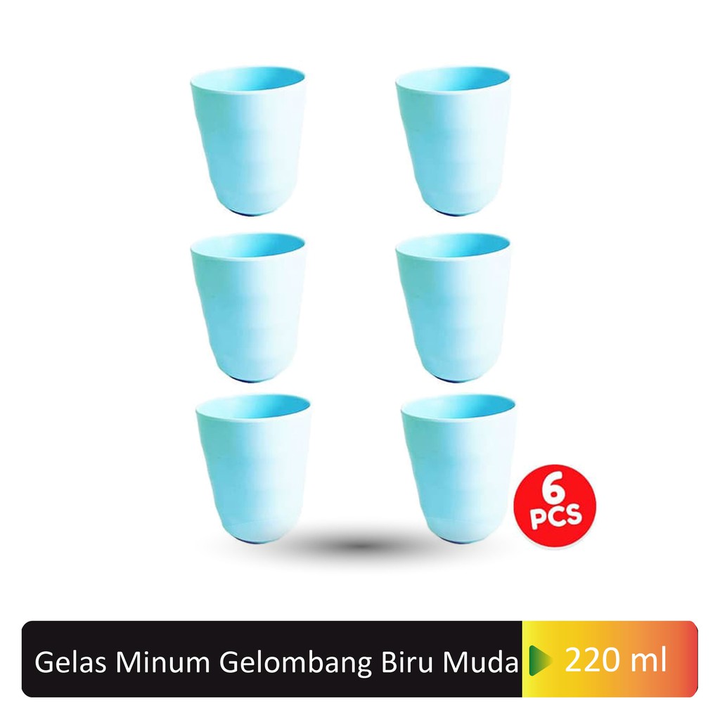 Jual Glori Melamine 6 Pcs Gelas Minum Gelas Melamin Motif Gelombang Original 220 Ml 8225