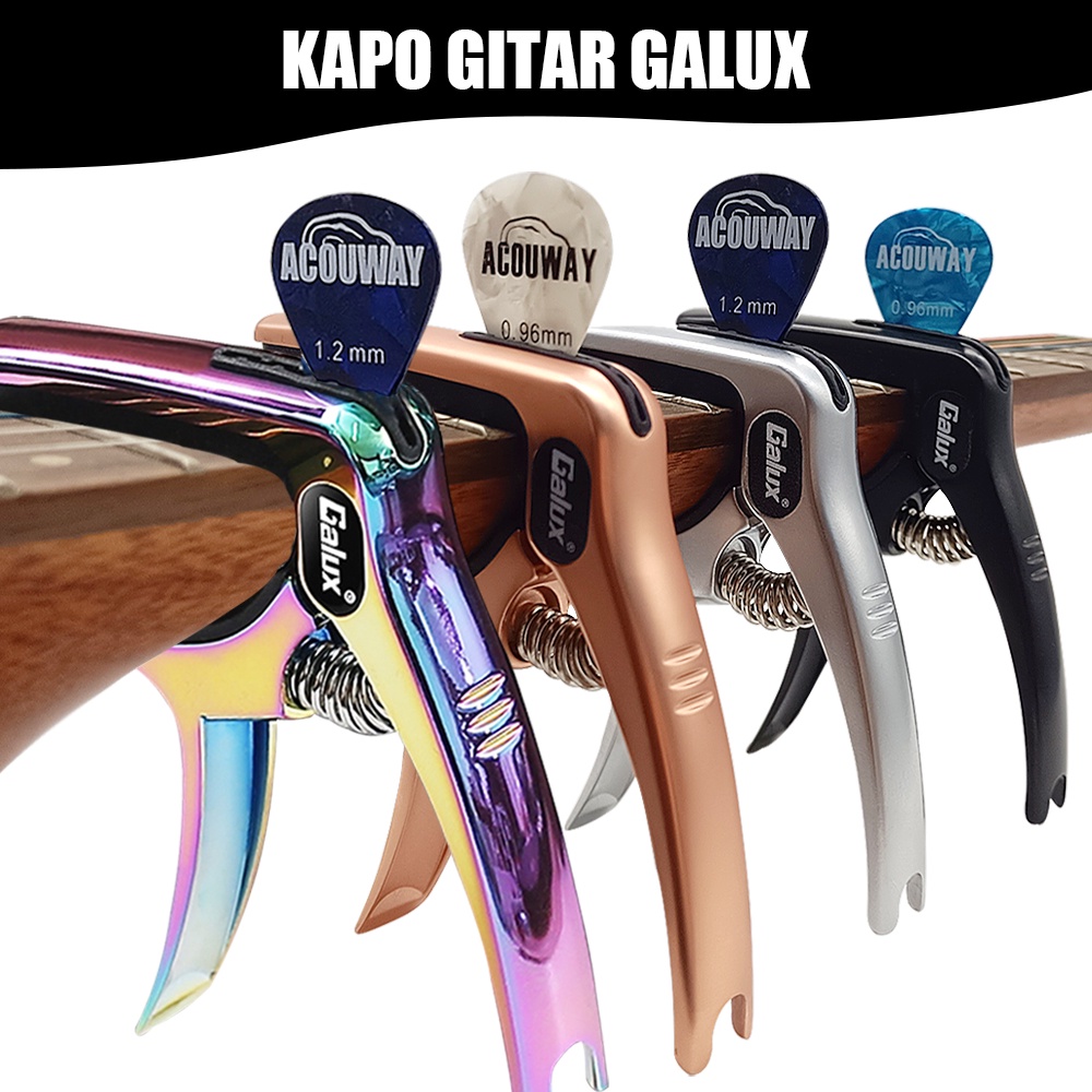 Galux Capo Gitar Aksesoris Gitar Akustik Multifungsi Bridge Pin Remover Kapo Gitar Dengan Slot Pick Gitar Aluminium Alloy