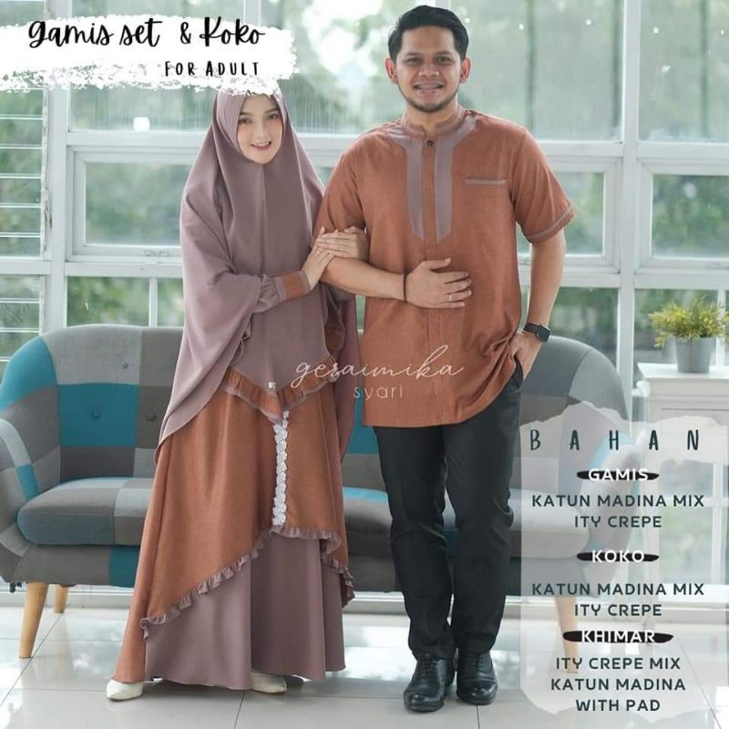 Sarimbit Family Set Gerai Mika Gamis Syari Katun Madinah
