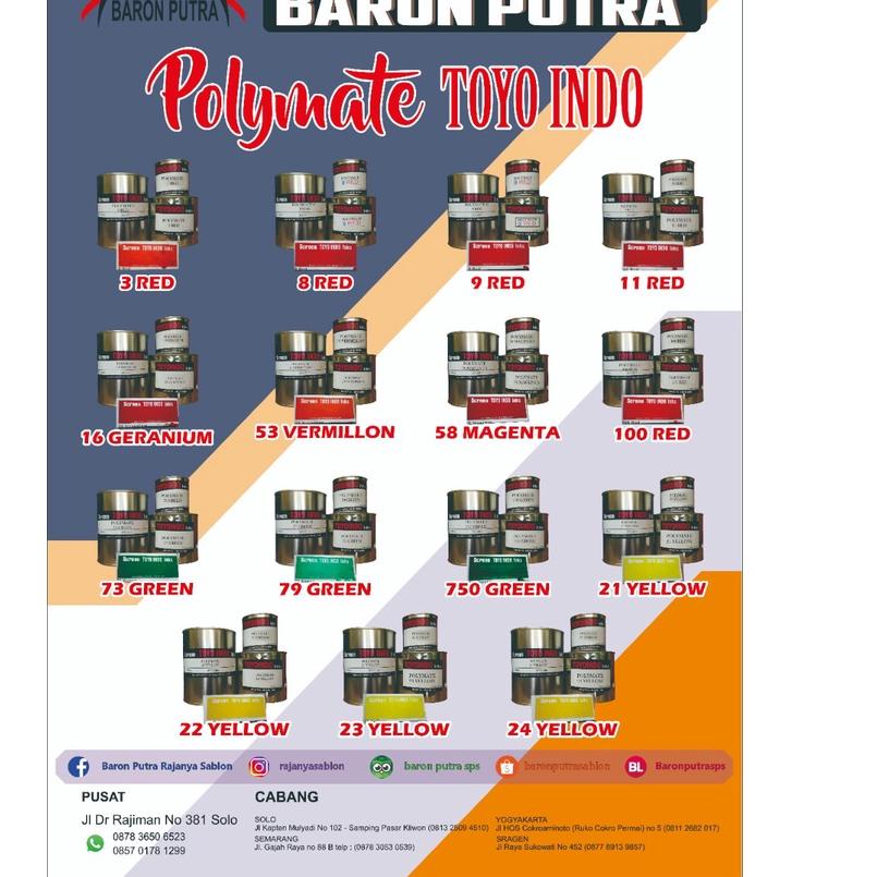 

Baru TINTA POLIMATE RED 200GR SABLON PLASTIK
