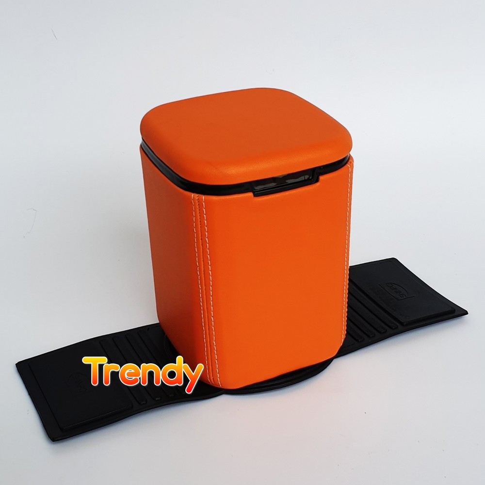 Tempat Sampah Mobil Kulit Trendy - Oren