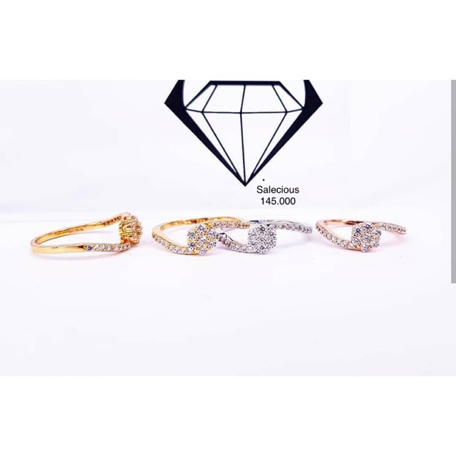 Cincin perhiasan Lapis emas luxury dengan zircon italy asli