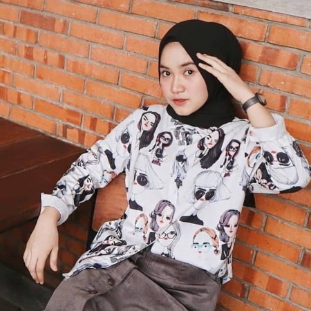 KEMEJA RETRO PANJANG VINTAGE BAHAN PREMIUM WOLFIS PRINTING