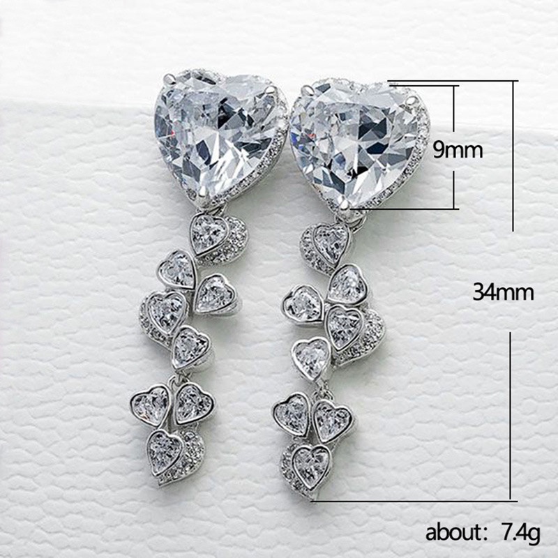 Anting Tusuk Gantung Wanita Desain Hati Hias Cubic Zirconia Gaya Trendy Untuk Pernikahanpertunangan